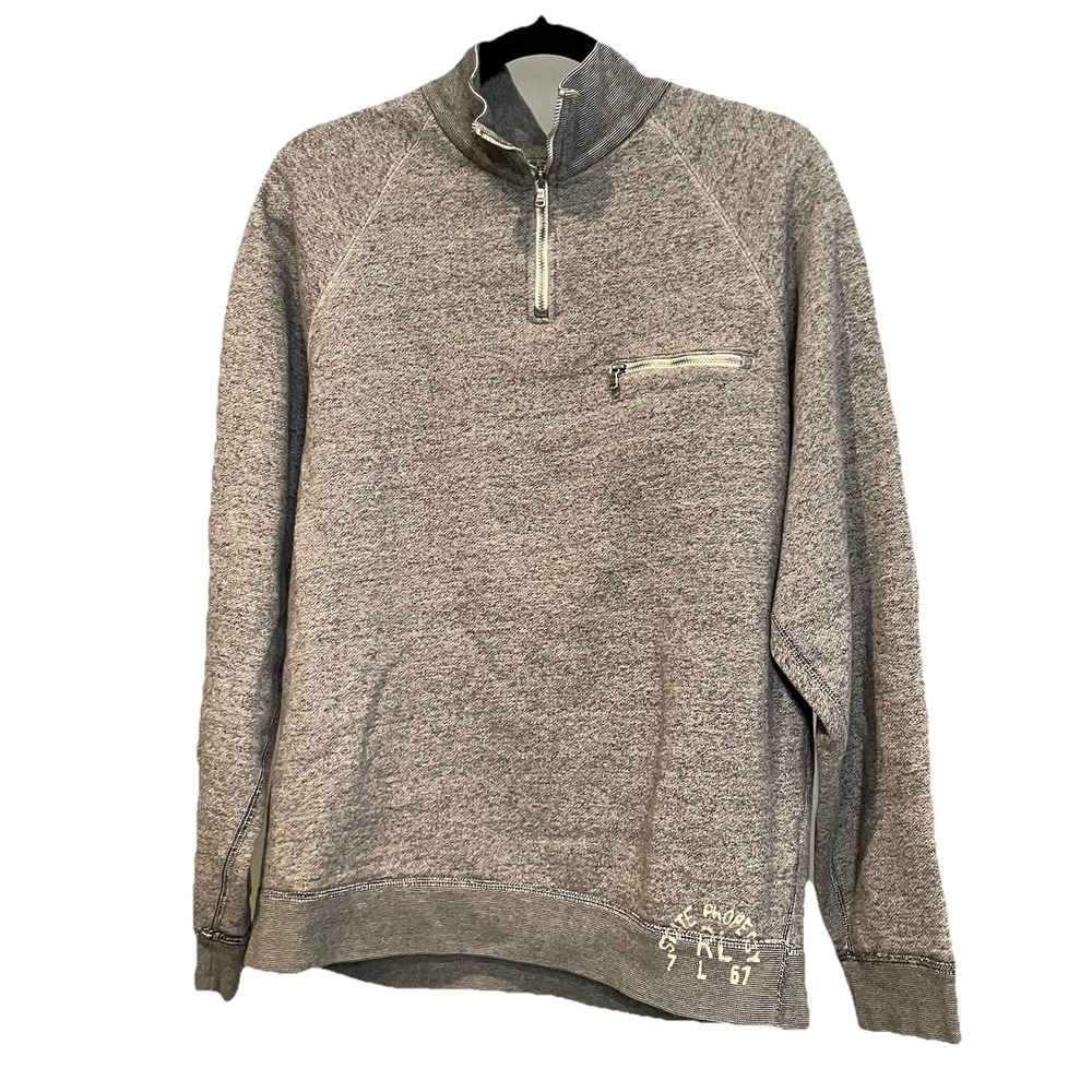 Ralph Lauren RL-67 Quarter Zip Pullover Sweater Mens Size Large Gray Heather Zip